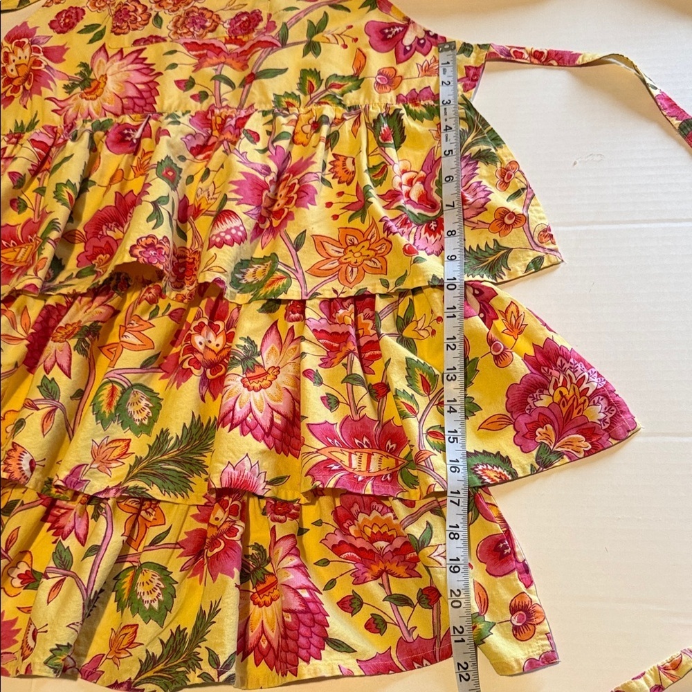 April Cornell Yellow Floral Tiered Apron - Picture 8 of 11